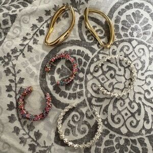 Elegant Gold and Silver and multicoloured hoop earring set